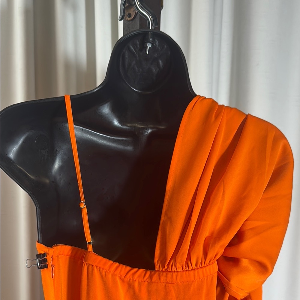 Orange Asymmetrical Ruffled Cocktail Sundress - Picture 11 of 16